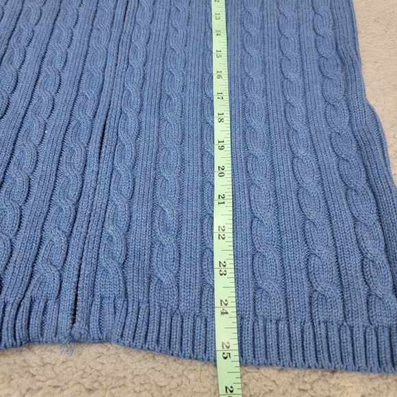 🍁L.L. Bean Preppy Fall/Autumn French Blue Cable Knit Cardigan - Picture 7 of 11